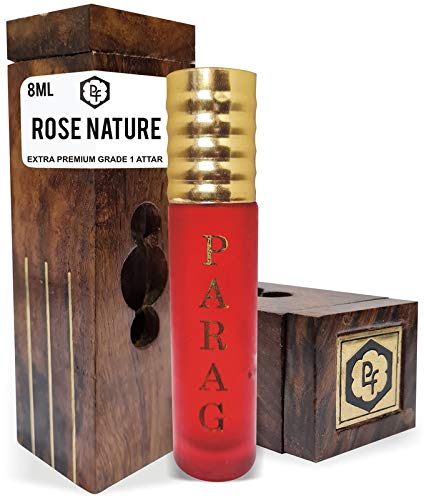 Parag Fragrances Rose Nature Attar (Grade 1 & Bhapka Processed) With Hand Crafted Wooden