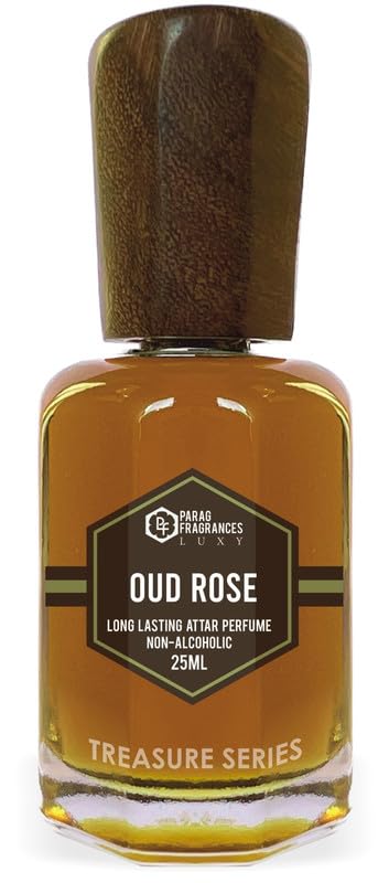 Parag Fragrances Oud Rose Attar 25Ml / Treasure Series/Natural & Long Lasting Fragrance/Attar Perfume/Ittar For Men/Non Alcoholic Attar For Pooja, Worship & Personal Perfume
