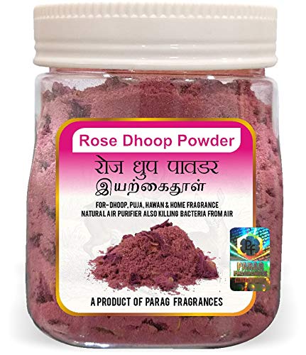 Parag Fragrances Rose Dhoop Powder for Pooja, Hawan, Home Fragrance and Dhoop / 180 Gram Pack/with Plate and Cone Maker