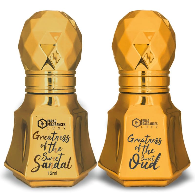 Parag Fragrances Great Sweet Sandal 12ml and Great Sweet Oud 12ml Attar Combo Offer Pack For Clothes and Worship/Long Lasting Attar Perfume