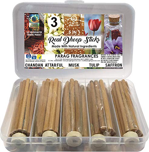 Parag Fragrances 5 in 1 Real & Natural Dhoop Sticks 250 Grams (Set No. 3)