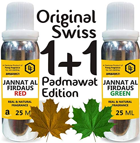 Parag Fragrances Jannat al Firdaus Red & Green Attar Each 25ml Total 50ml Attar (Limited Time Offer) |Alcohol Free Attar|Best Attar For Man & Religious Attar
