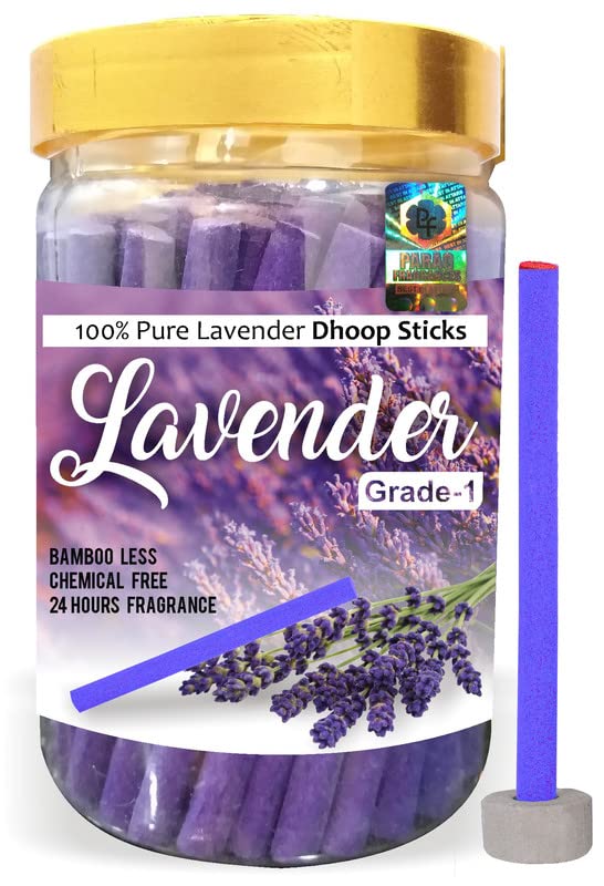 Parag Fragrances Natural Dhoop Sticks Jar 200 Gram/No Bamboo - No Chemical Dhoop Sticks of (Lavender)