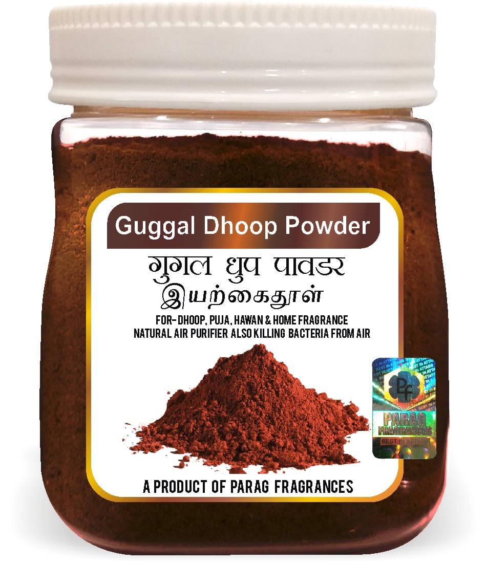 Parag Fragrances Guggal Dhoop Powder for Pooja, Hawan, Home Fragrance and Dhoop / 180 Gram Pack/with Plate and Cone Maker