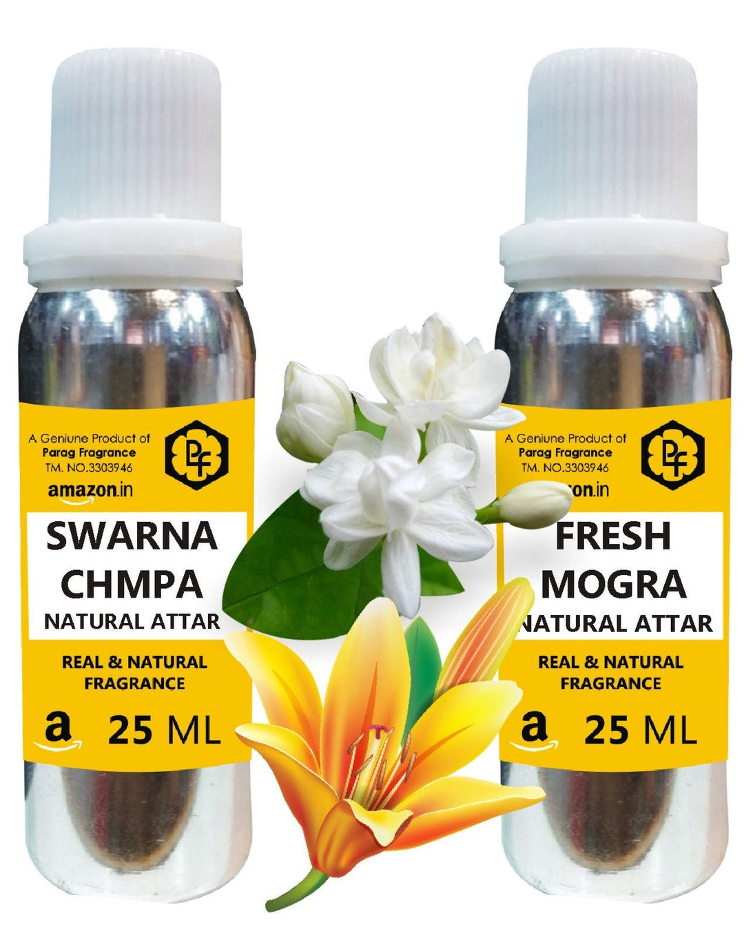 Parag Fragrances Real Mogra & Swarna Champa Attar Each 25ml Total 50ml Attar (Limited Time Offer) |Alcohol Free Attar|Best Attar For Man & Religious Attar