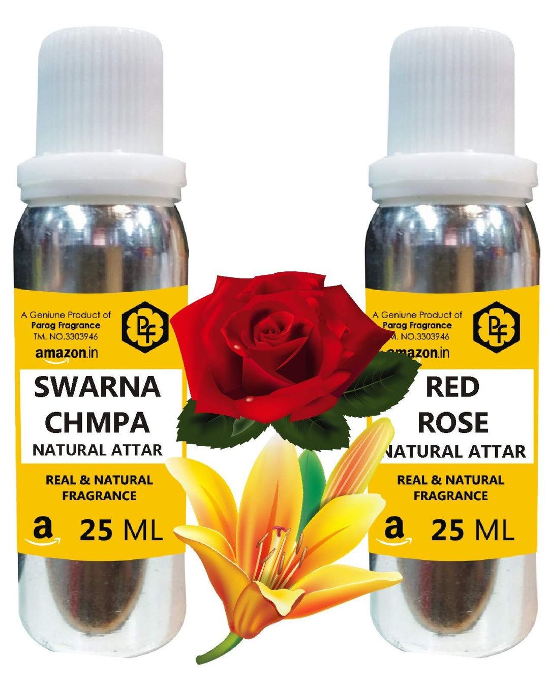 Parag Fragrances Swarna Champa & Red Rose Attar Each 25ml Total 50ml Attar |Alcohol Free Attar|Best Attar For Man & Religious Attar