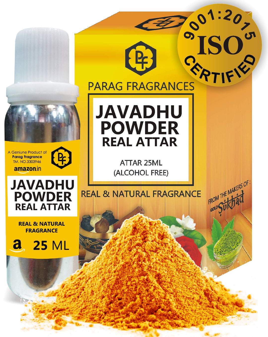 Parag Fragrances Javadhu Powder Attar 25ml (Real Indian Javadhu Beige Attar) Very Long Lasting Attar, 100% Alcohol free Attar, Best Long Lasting Attar For Man