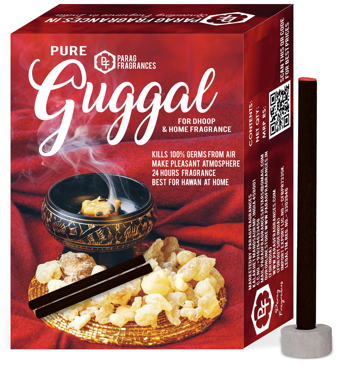 Parag Fragrances 100% Natural Resin Dhoop Sticks for Pooja, Home Fragrance, Hawan, Air Purification and Meditation (Pure Guggal)