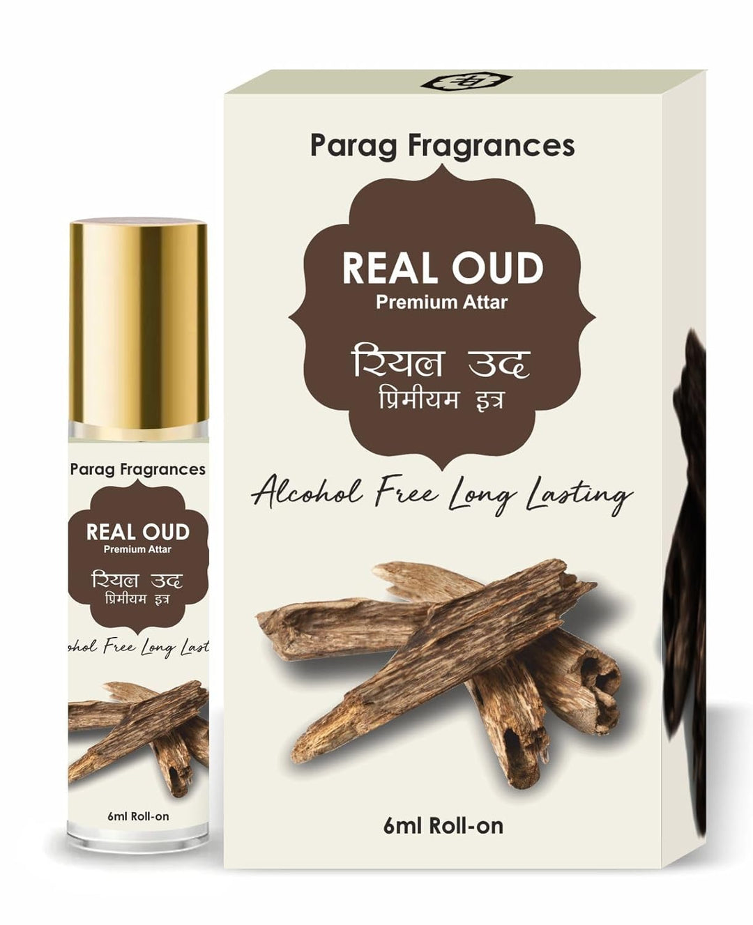 Parag Fragrances Alcohol Free & Long Lasting Attar Perfume Roll-On 6ml (Real Oud)