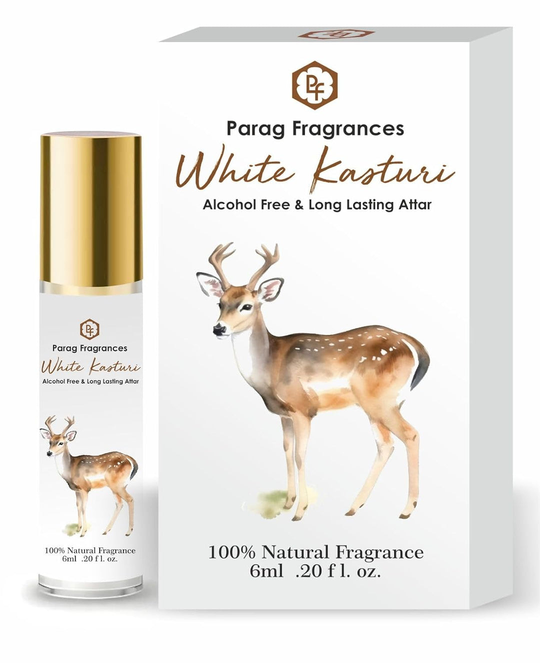 Parag Fragrances Alcohol Free & Long Lasting Attar Perfume Roll-On 6ml (White Kasturi)