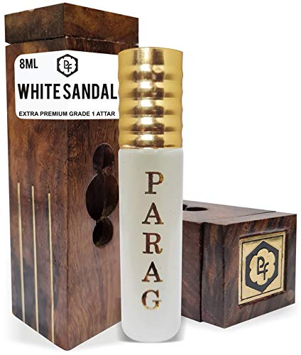 Parag Fragrances White Sandal Attar (Grade 1 & Bhapka Processed) With Hand Crafted Wooden