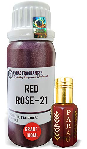 Parag Fragrances Red Rose - 21 Attar 100Ml (With Empty Fancy Bottles) Natural Attar/Long Lasting Attar/Bhapka Processed Attar For Clothes And Religious Use