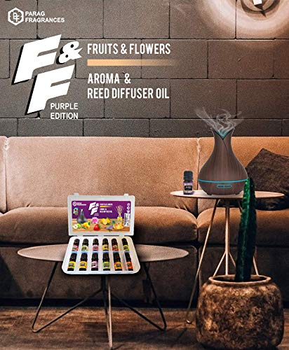 Parag Fragrances 6in1 Flower Aroma Diffuser Oils (6pc x 15ml) of Jasmine, Mogra, Lavender, Rose, Champa & Sandalwood For All Types Of Aroma Diffusers, Reed Diffuusers & Humidifier