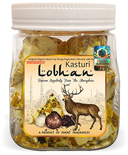 Parag Fragrances Kasturi Loban 250Gm (Loban with Musk Oil) कस्तूरी लोबान २५० ग्राम Loban / Benzoin Enriched with Kasturi Oil / Best for Home Fragrance, Air Purifiring & Religious Use