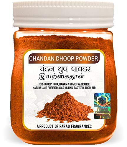 Parag Fragrances Chandan Dhoop Powder for Pooja, Hawan, Home Fragrance and Dhoop / 250 Gram Pack/with Plate and Cone Maker