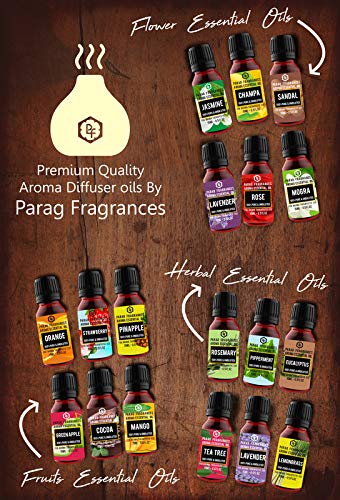 Parag Fragrances 6in1 Flower Aroma Diffuser Oils (6pc x 15ml) of Jasmine, Mogra, Lavender, Rose, Champa & Sandalwood For All Types Of Aroma Diffusers, Reed Diffuusers & Humidifier