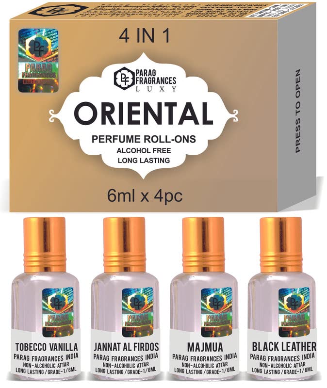Parag Fragrances Top Attars Collection of India/Alcohol Free Attar Gift Pack