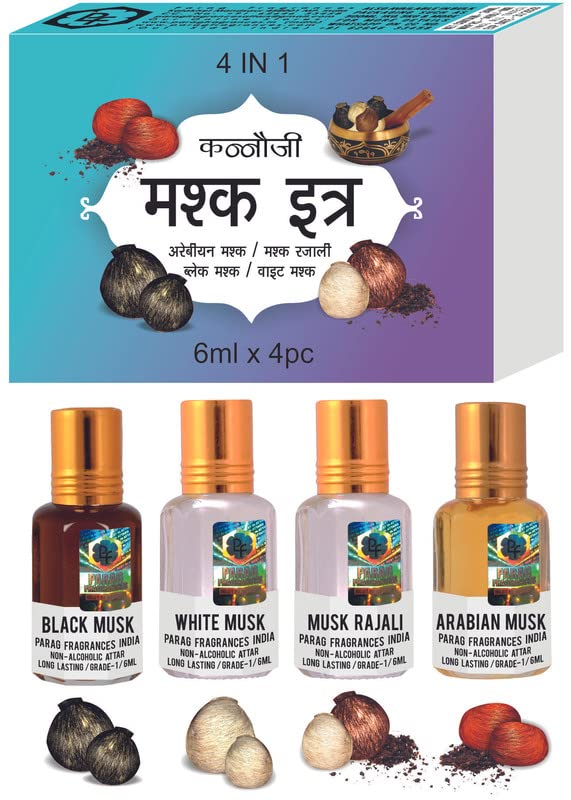 Parag Fragrances Top Attars Collection of India/Alcohol Free Attar Gift Pack
