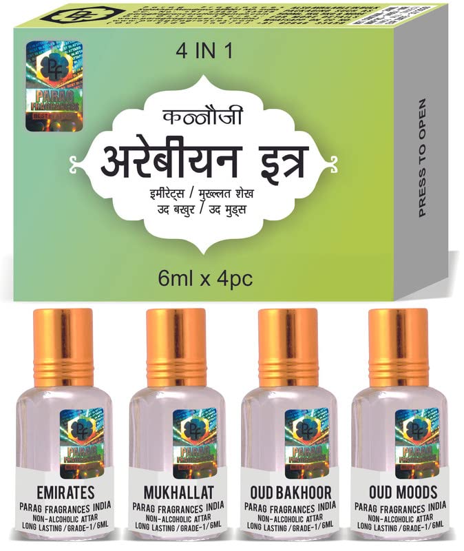 Parag Fragrances Top Attars Collection of India/Alcohol Free Attar Gift Pack