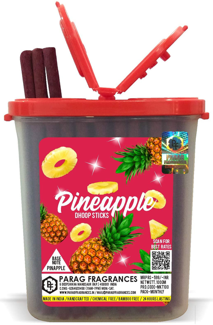 Parag Fragrances Extra Premium Long Lasting Dhoop Sticks 100 Gram Pack for Pooja & Home Fragrance (Pineapple)