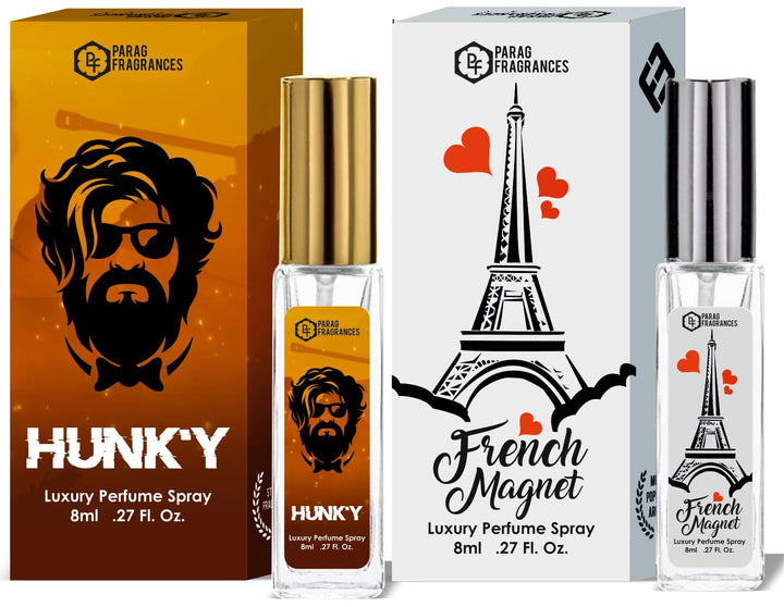 Parag Fragrances Mysore Sandal/Jasmine/Ruh Gulab Combo Pack of Long Lasting Perfume 8ml x 3 pc Total 24ml Perfume Spray For Men and Women
