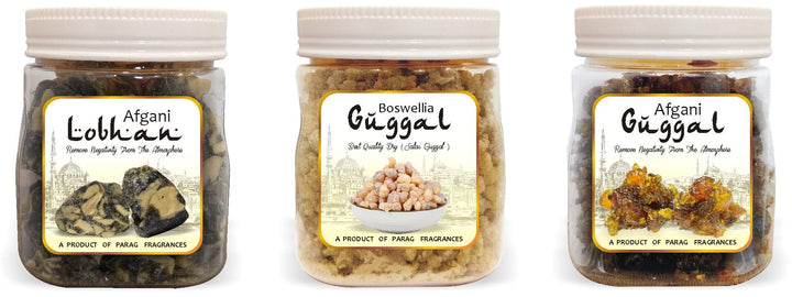 Parag Fragrances Combo Pack of Afgani Loban, Boswelli Guggal & Afgani Gugal 250gm Each (750gm) Natural Guggal for Dhoop and Hawan