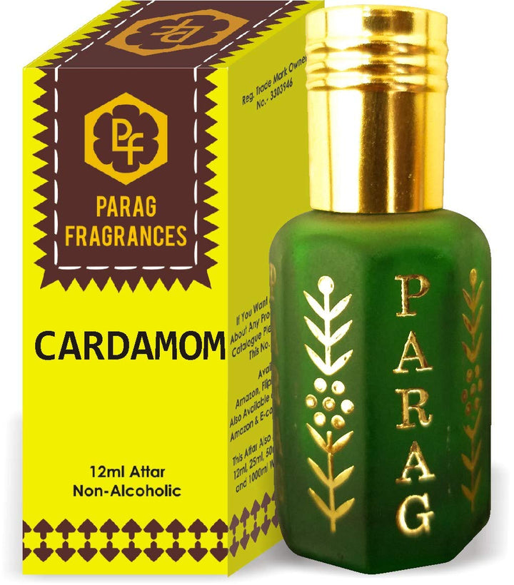 Parag Fragrances Cardamom Attar 1 Tola / 12ml (Crystal Series) (Limited Time Launching Offer Pack) Natural Distiled Attar/Alcohol Free Attar/Long Lasting Attar
