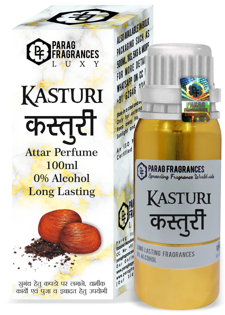Parag Fragrances Kasturi Attar 100Ml Grade 1 Attar/Itra/Perfume Oil For Worship & Fragrance/Perfume Oil/Natural & Pure Attar Perfume