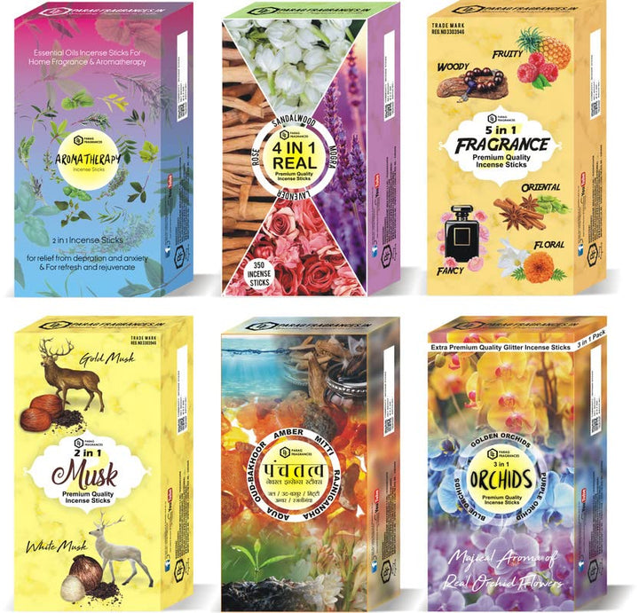 Parag Fragrances 7 Chakra Incense Sticks/Agarbatti Real Essential Oils (7 in 1 Fragrance/Total 300 Gm) 24 Hours Fragrance Lasting Agarbatti for Pooja/Worship and Home Fragrance