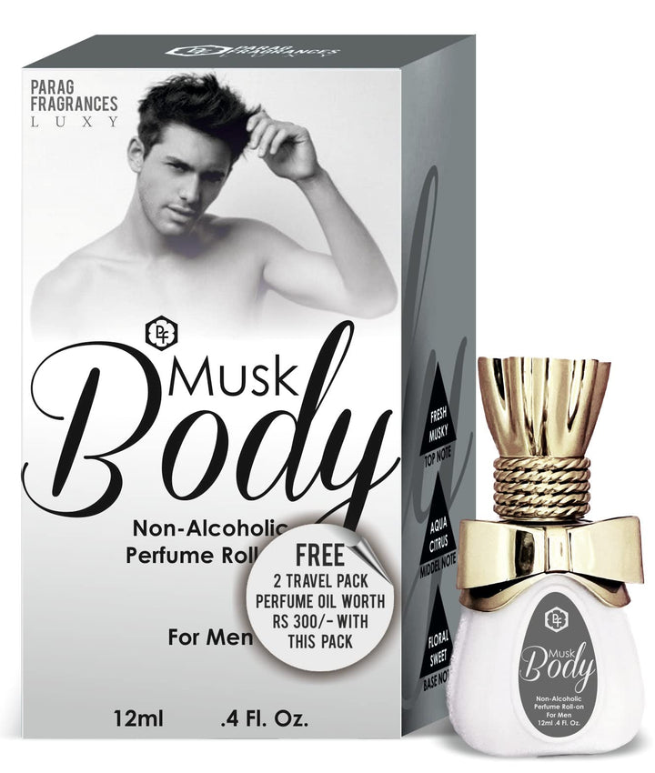 Parag Fragrances Body Musk Attar 12ml / Long Lasting, Alcohol Free & Fresh Fragrance