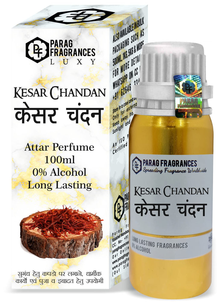 Parag Fragrances Kesar Chandan Attar 100Ml Grade 1 Attar/Itra/Perfume Oil For Worship & Fragrance/Perfume Oil/Natural & Pure Attar Perfume
