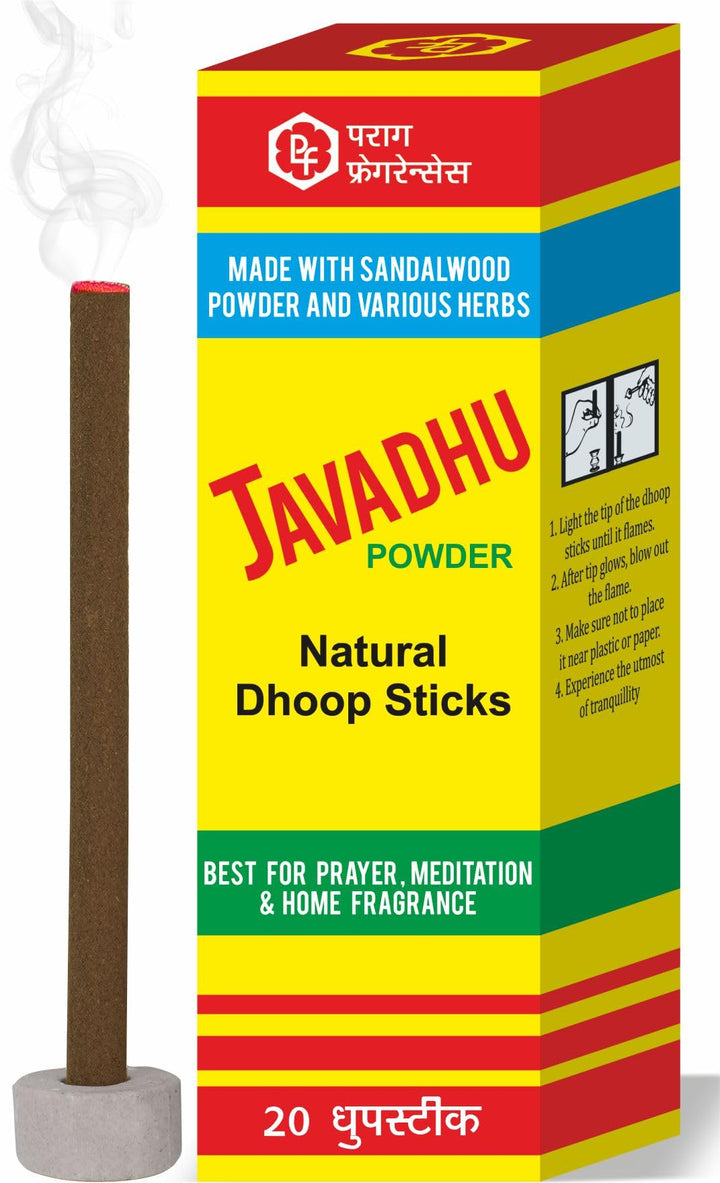 Parag Fragrances Javadhu Dhoop Sticks Charcoal, Bamboo & Chemical Free/Long Lasting & Highly Spreading Fragrance for Pooja/Home Fragrance