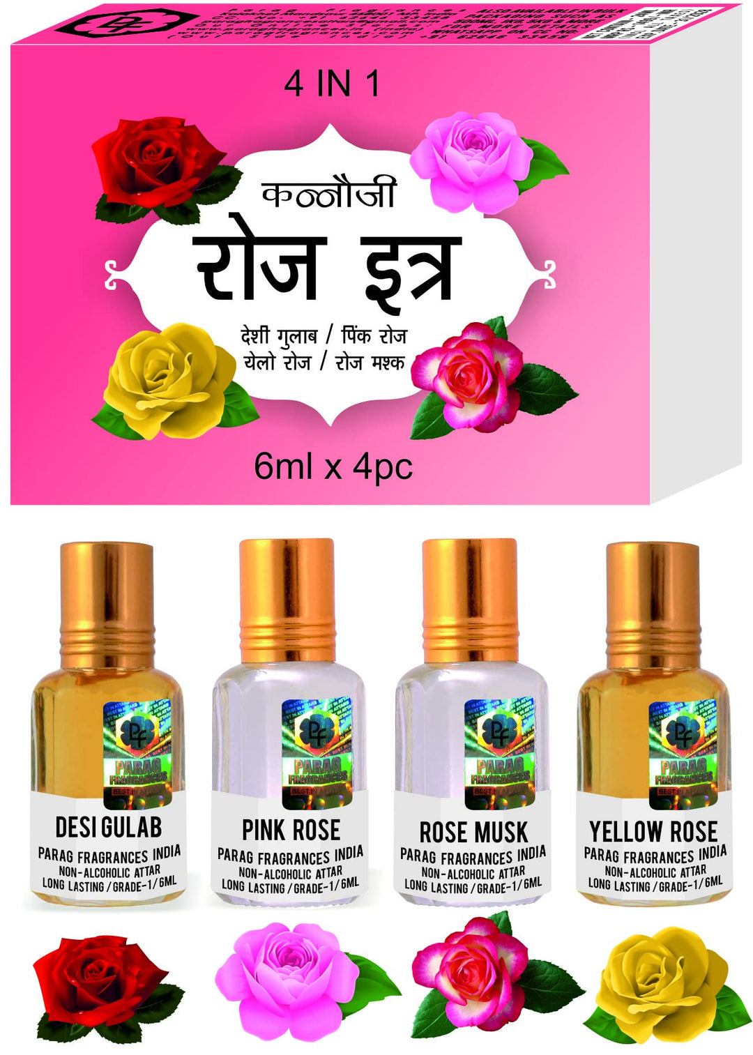 Parag Fragrances Top Attars Collection of India/Alcohol Free Attar Gift Pack