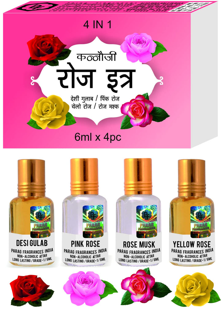 Parag Fragrances Top Attars Collection of India/Alcohol Free Attar Gift Pack