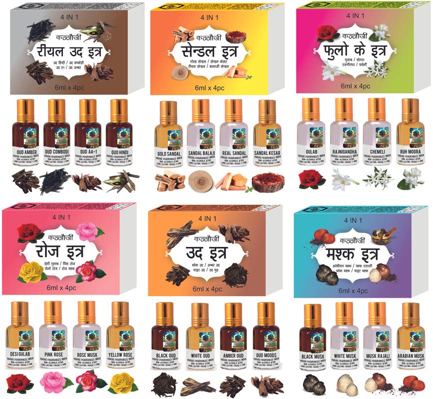 Parag Fragrances Top Attars Collection of India/Alcohol Free Attar Gift Pack