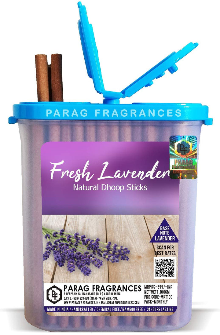 Parag Fragrances Lavender Premium Dhoop Sticks 100gm Monthly Pack (No Charcoal, No Bamboo, Hand Crafted, Long Lasting Dhoop Sticks) Dhoop Sticks for Prayer