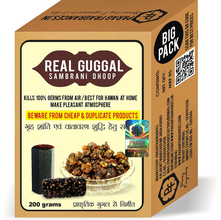 Parag Fragrances Guggal Sambrani Dhoop 200Gm Made with Natural Guggal Powder and 15 Different Herbs for Meditation, Fragrance, Air Purification and Religious Use
