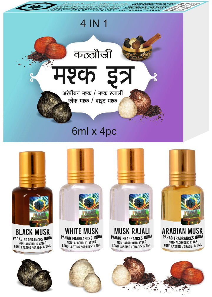Parag Fragrances Top Attars Collection of India/Extra Premium Quality Attar Gift Pack (Musk)