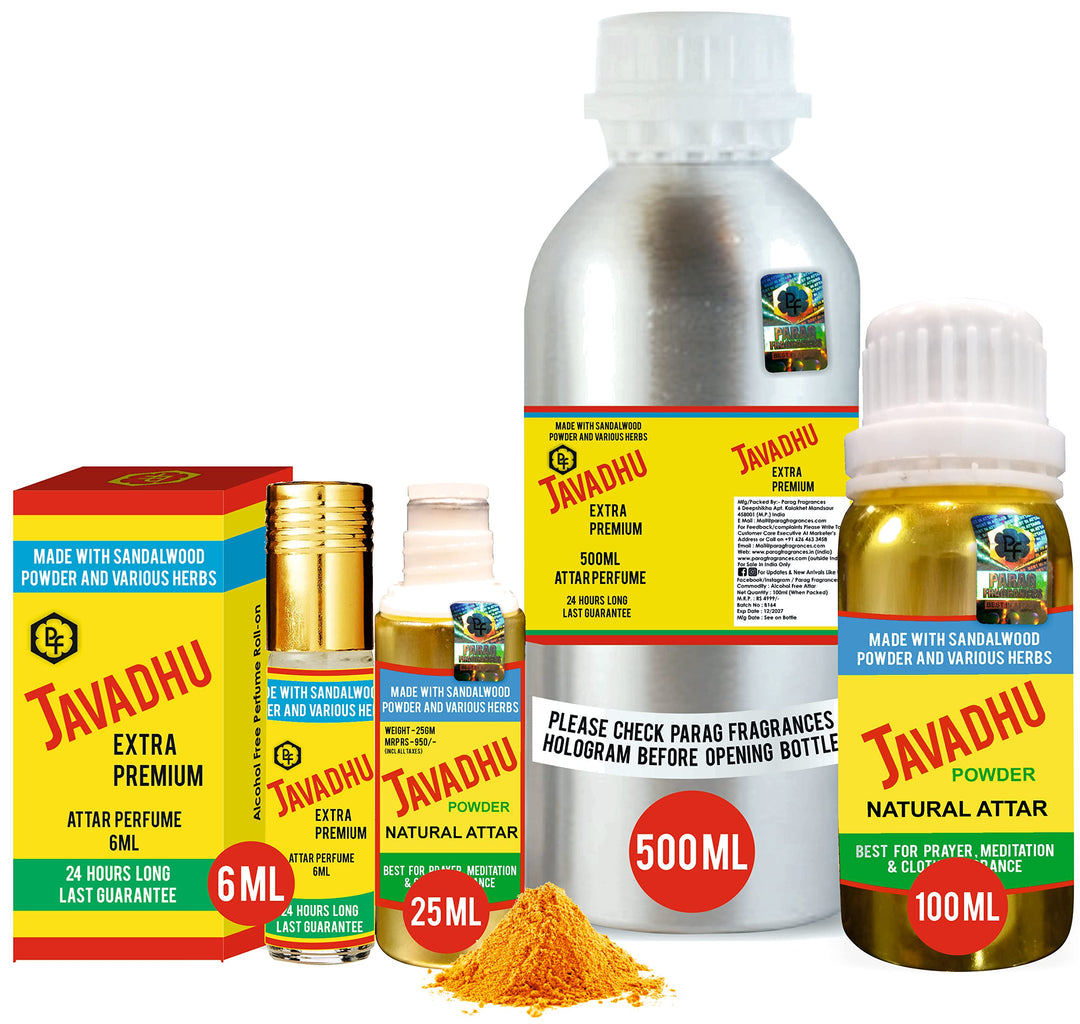 Parag Fragrances Golden Javadhu Extra Premium Attar For Worship, Religious Use, Home Fragrance, Clothes or Personal Fragrance (100)
