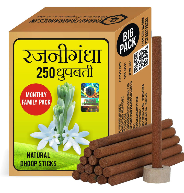 Parag Fragrances Natural & Long Lasting 250 Gram Dhoop Sticks for Pooja & Home Fragrances (Rajnigandha)