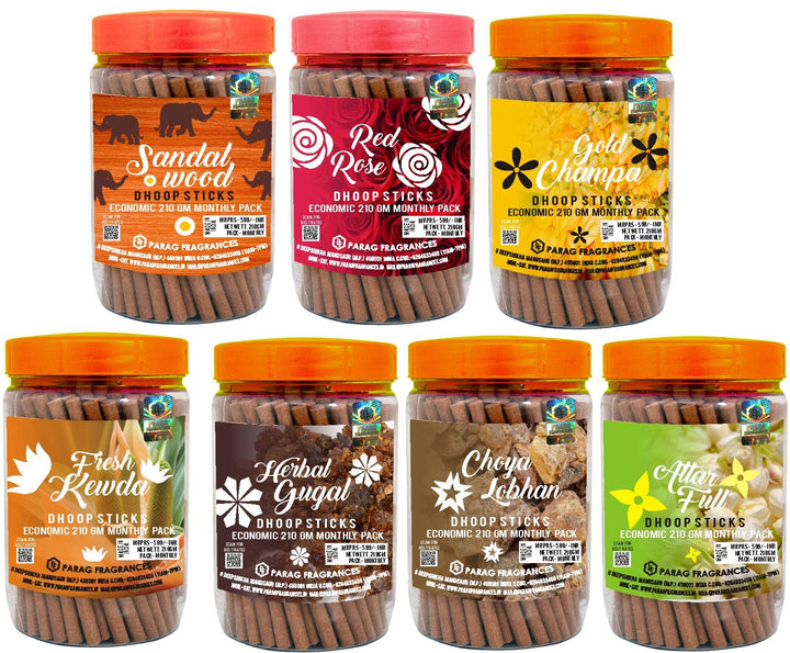 Parag Fragrances Astgandha Dhoop Sticks 50 Sticks Pack (Extra Dhoop Sticks with Combination of 8 Natural Fragrances - Sandalwood, Rose, Khus, Amber, Kesar, Kewda, Kasturi & Oudh)