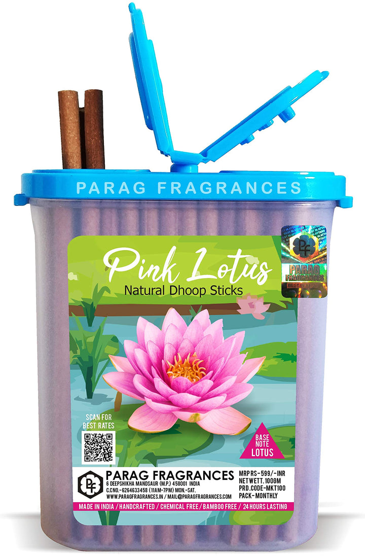 Parag fragrances Hand Crafted, Long Lasting Lotus Premium Dhoop Sticks for Prayer (Without Charcoal and Bamboo) 100gm Pack