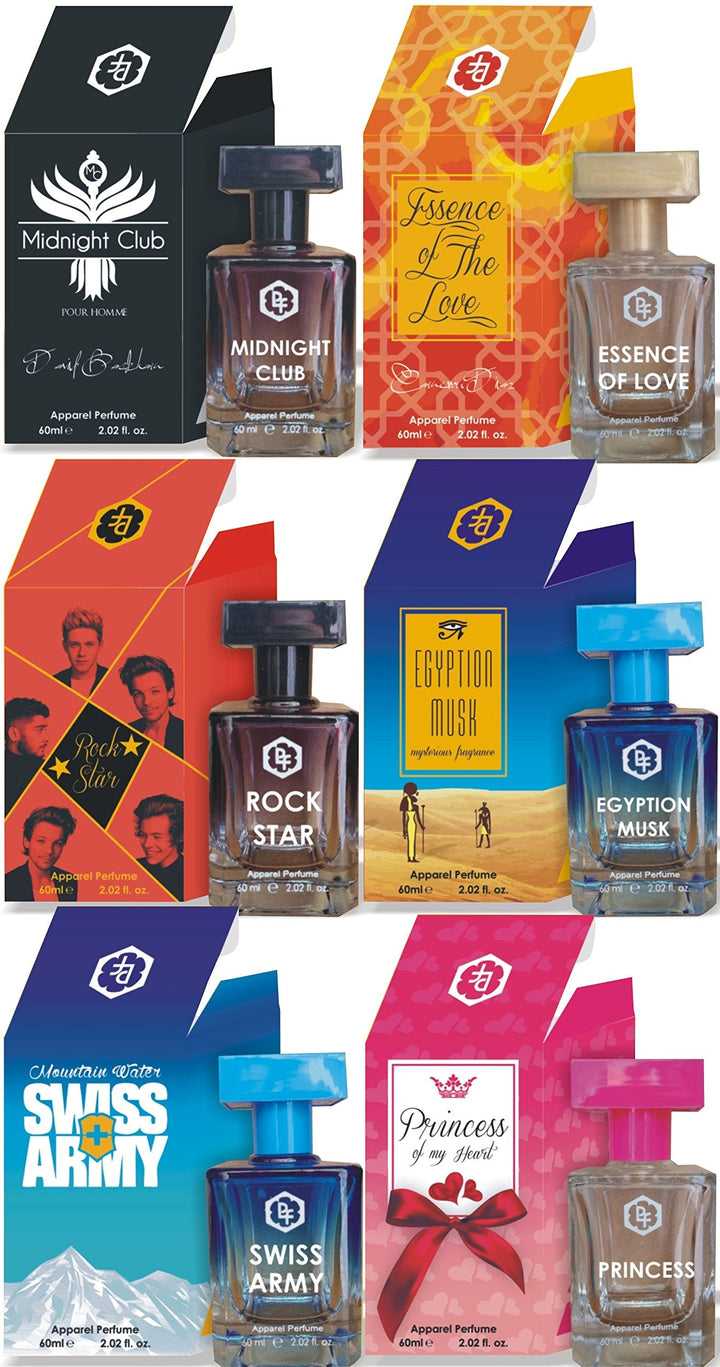 GIFT PACK OF MOST ATTRACTIVE PERFUME FOR MEN & WOMEN 1. MIDNIGHT CLUB 60ML 2. ESSENCE OF LOVE 60ML 3. ROCK STAR 60ML 4. EGYPTION MUSK 60ML BEST 5. SWEEET PERFUME 6. PRINCESS OF MY HEART PERFUME LONG LASTING PERFUME FOR MEN AND WOMEN MOST VA