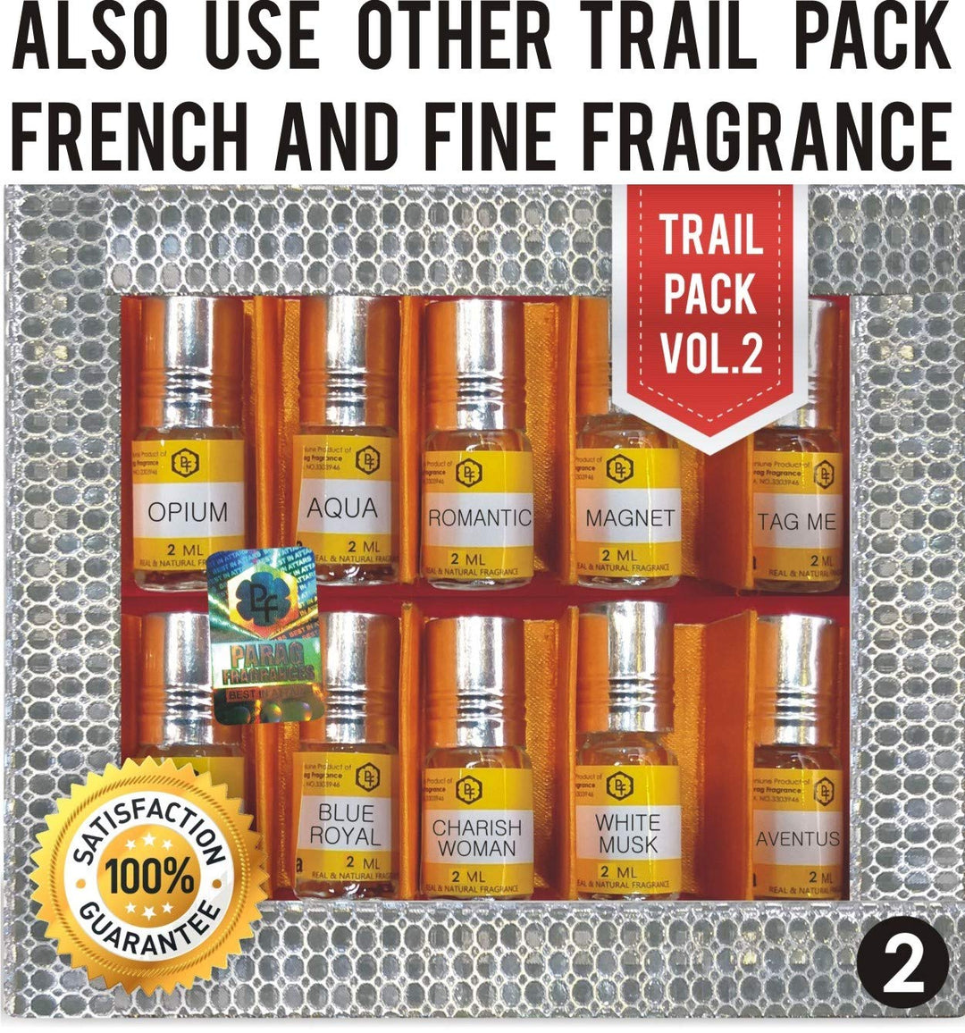 Parag Fragrances Top 10 Attars Trail Pack of Damru Chandan, Rose Nature, Himalyan Kasturi, Oud Al Arab, Ruh Kewda, Tobecco Vanilla, Real Amber, Choco Musk, Noora, Mitti Best Alcohol Free Attar