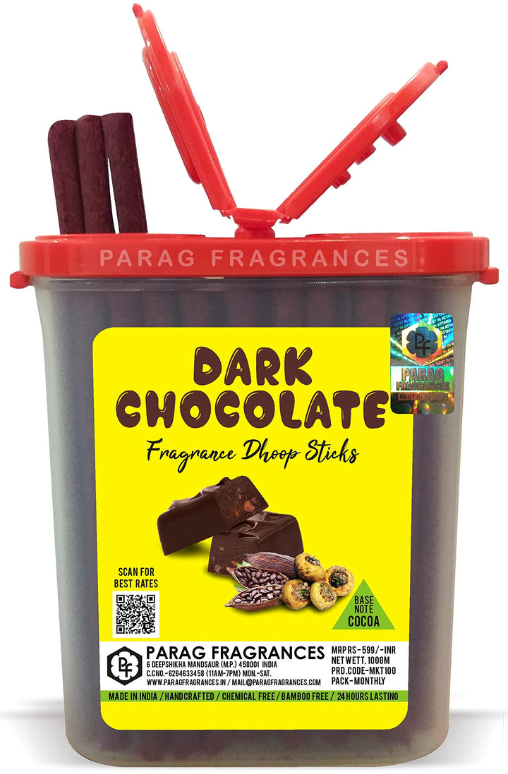 Parag Fragrances Dark Chocolate Premium Dhoop Sticks 100gm Monthly Pack (No Charcoal, No Bamboo, Hand Crafted, Long Lasting Dhoop Sticks) Dhoop Sticks for Prayer