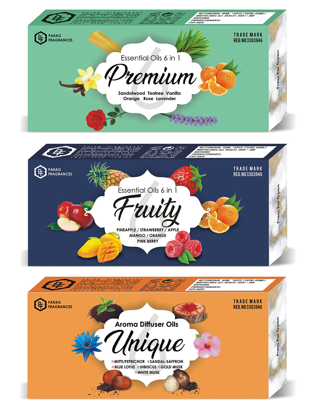 Parag Fragrances Pure, Natural & Organic Essential Oils Set (Miracle 6 IN 1)