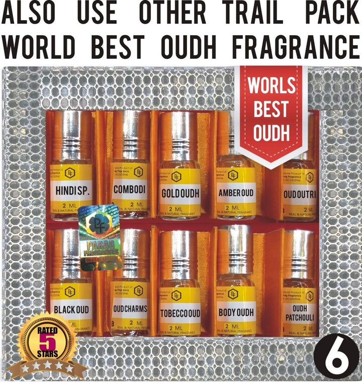 Parag Fragrances Top 10 Attars Trail Pack of Damru Chandan, Rose Nature, Himalyan Kasturi, Oud Al Arab, Ruh Kewda, Tobecco Vanilla, Real Amber, Choco Musk, Noora, Mitti Best Alcohol Free Attar