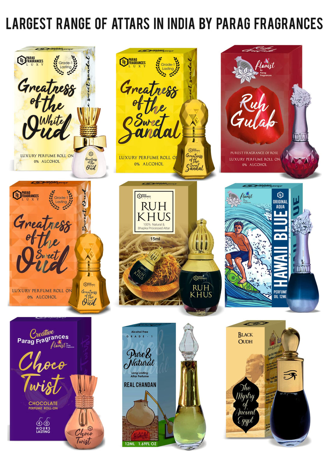 Parag Fragrances Natural and Premium Attar Gift Pack