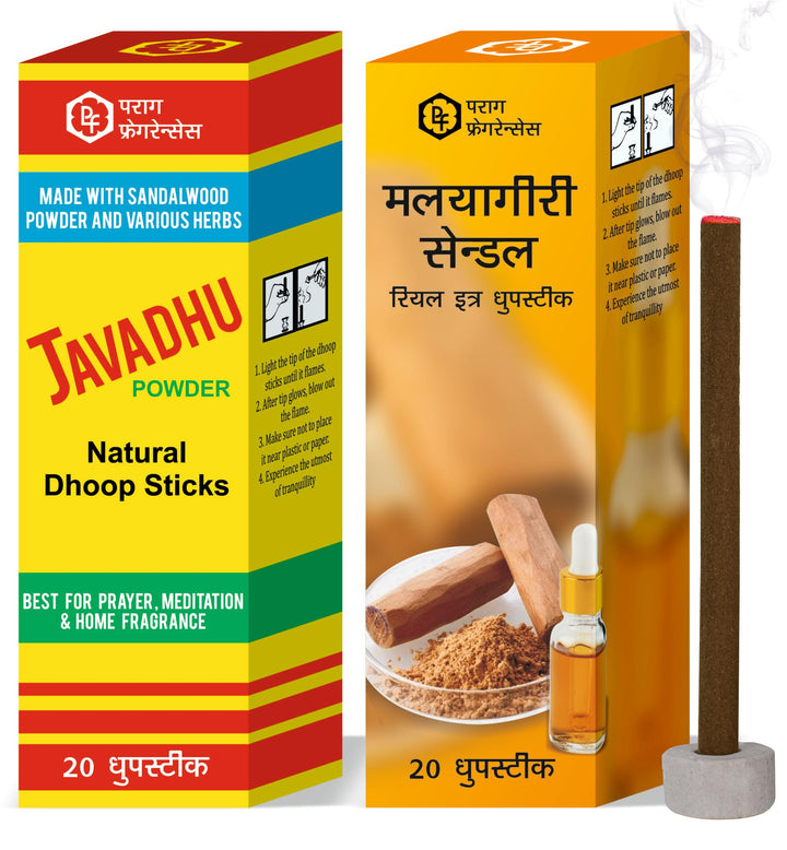 Parag Fragrances Taza Chemeli & Desi Gulab Dhoop Sticks Combo Offer Pack/Extra Dhoop Sticks for Pooja & Home Fragrance 20pc + 20pc = 40pc Dhoop Sticks