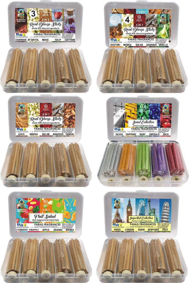 Parag Fragrances Astgandha Dhoop Sticks 50 Sticks Pack (Extra Dhoop Sticks with Combination of 8 Natural Fragrances - Sandalwood, Rose, Khus, Amber, Kesar, Kewda, Kasturi & Oudh)